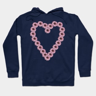 Line Drawing Pink Daisy Gerbera Valentines Day Heart Hoodie